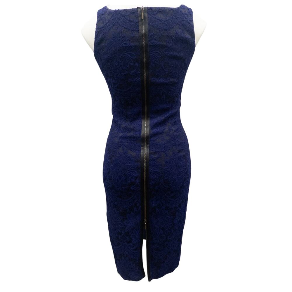 Plein Sud Blue Black Lace Zipper Dress Sleeveless Square Neck Women's 6 - Picture 3 of 10